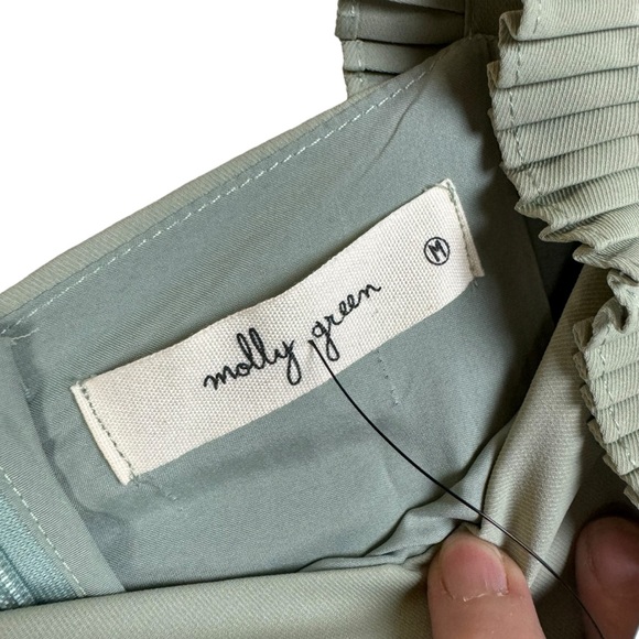 Molly Green Dani Pleat Sleeve Romper Size Medium Green - Picture 7 of 13